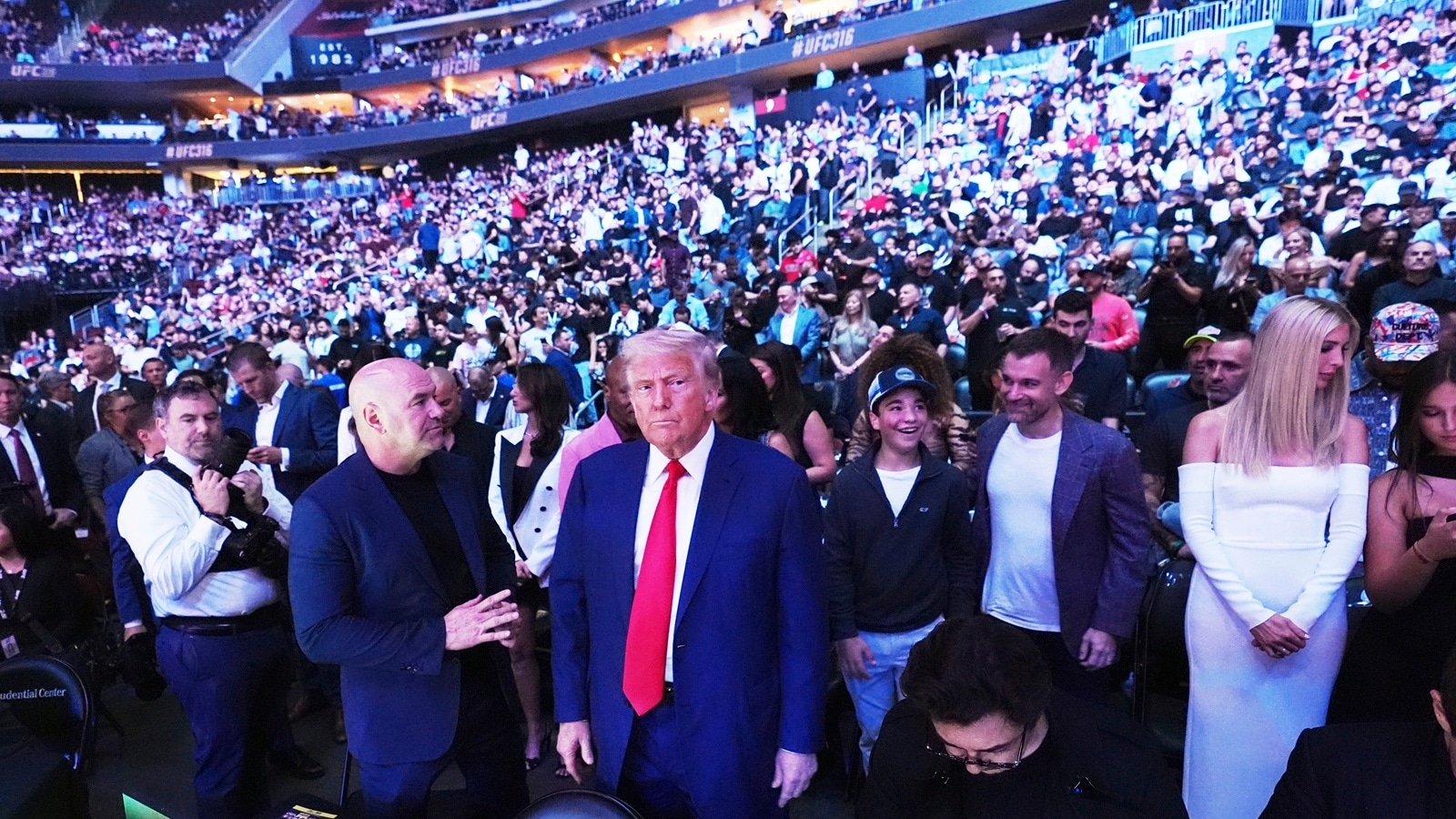 Trump attends UFC championship fight in New Jersey, taking a break from Musk feud for cage fights