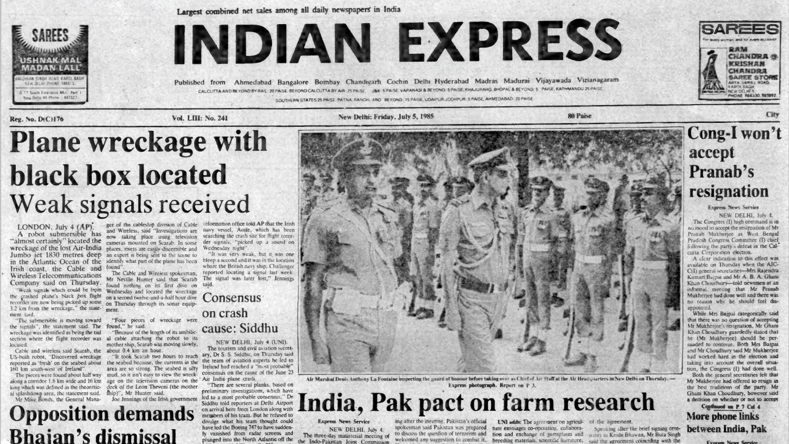 July 5, 1985, Forty Years Ago: Jet wreckage located