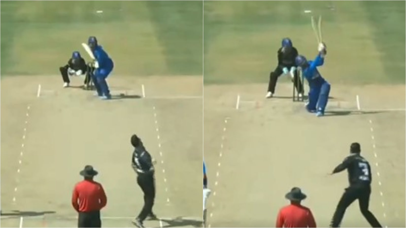 WATCH: Afghanistan player Mohammad Nabi slammed for a six by son Hassan Eisakhil
