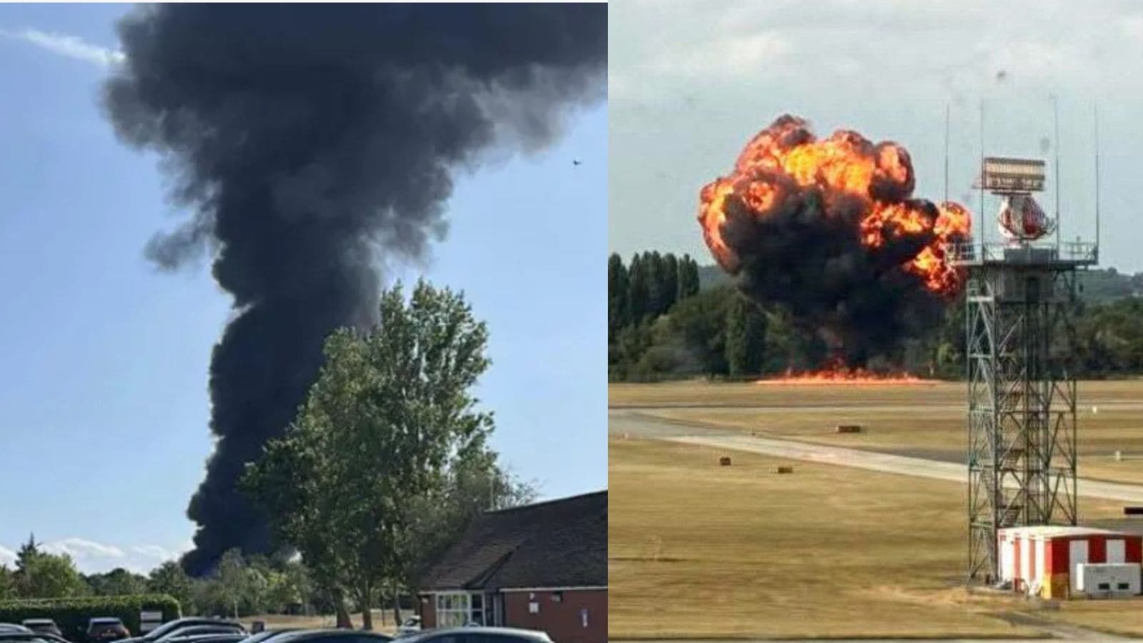Watch: Huge fireball erupts in sky as small plane crashes after take-off at Southend Airport