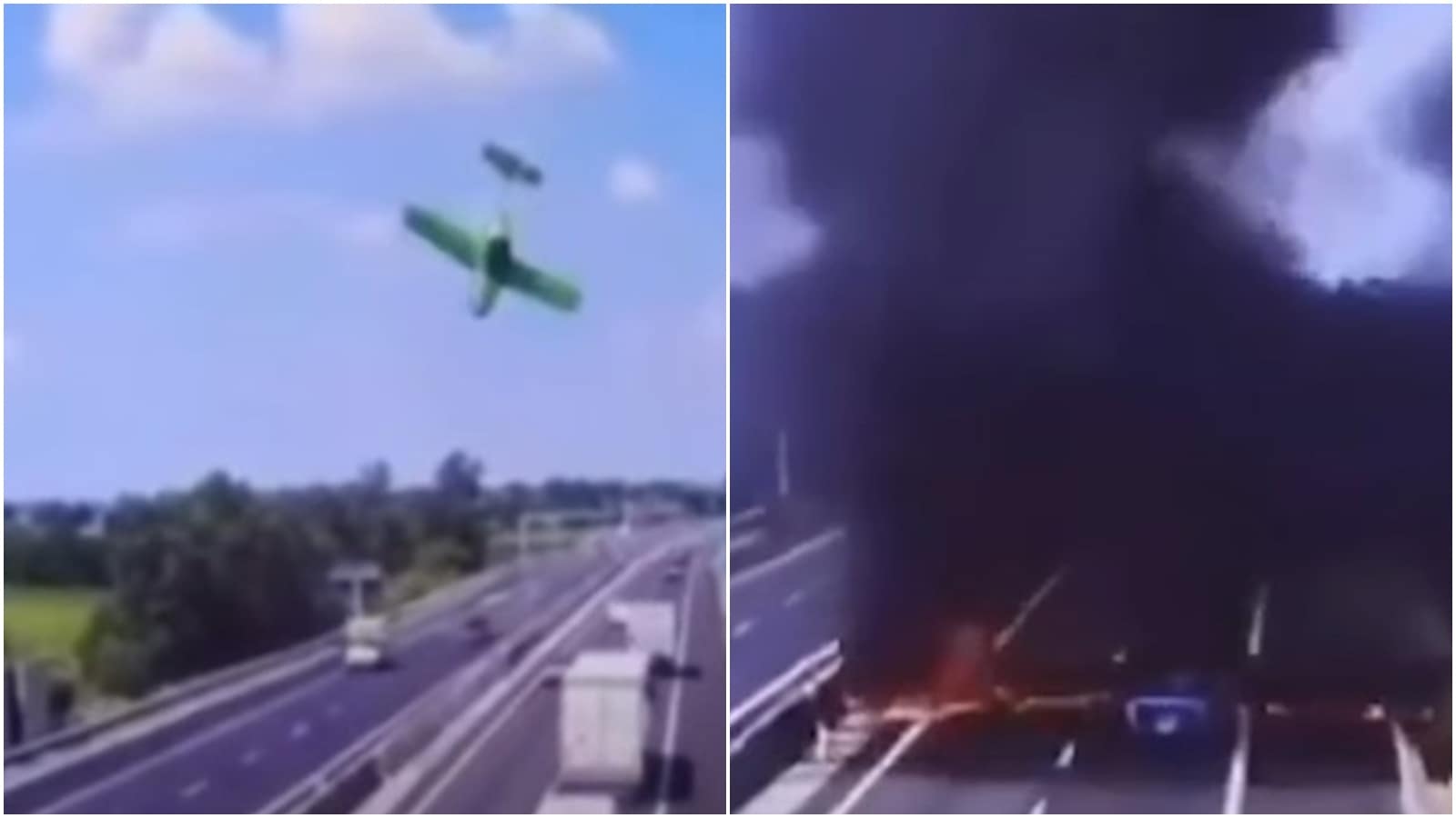 Watch: Plane nosedives and crashes onto highway in Italy, leaving 2 dead