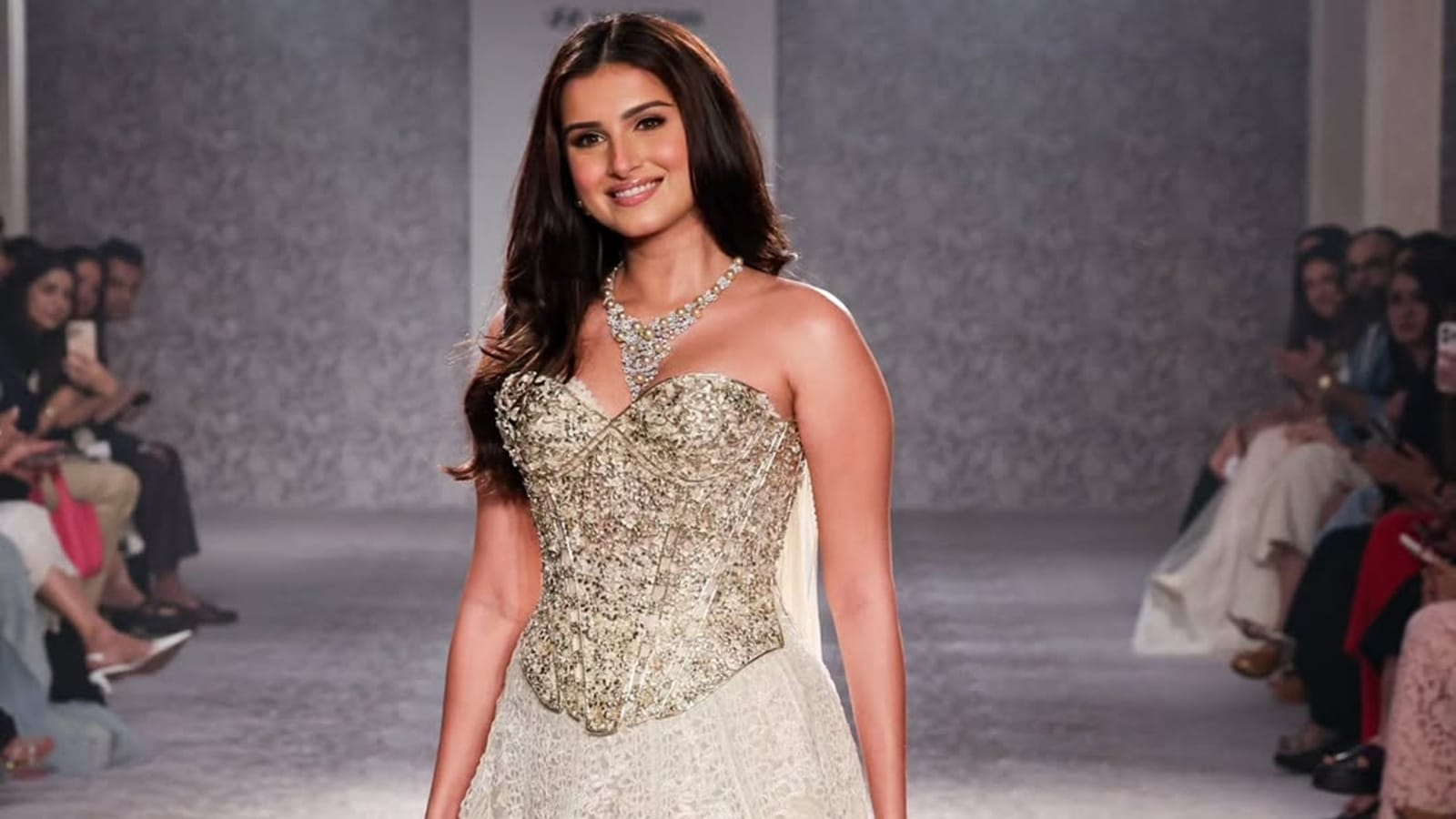 ‘I am going to have dal makhani right after this,' says Tara Sutaria after walking at the India Couture Week, blowing kisses to beau Veer Pahariya