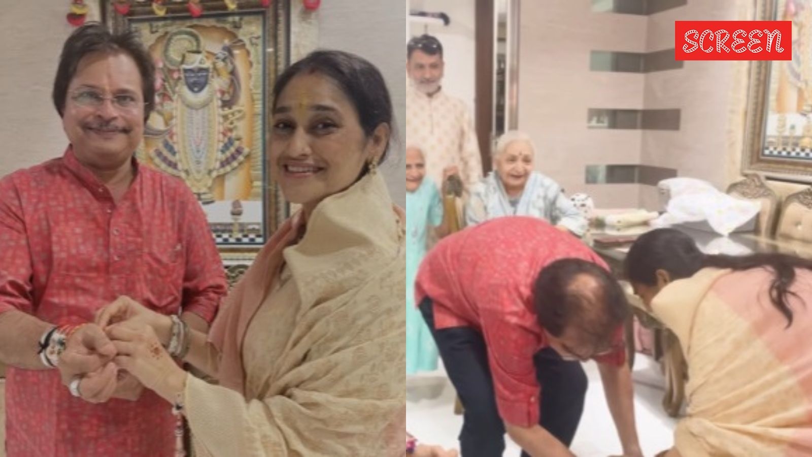 Tarak Mehta producer Asit Modi touches Disha Vakani's feet, celebrates Raksha Bandhan with OG Dayaben's family. Watch