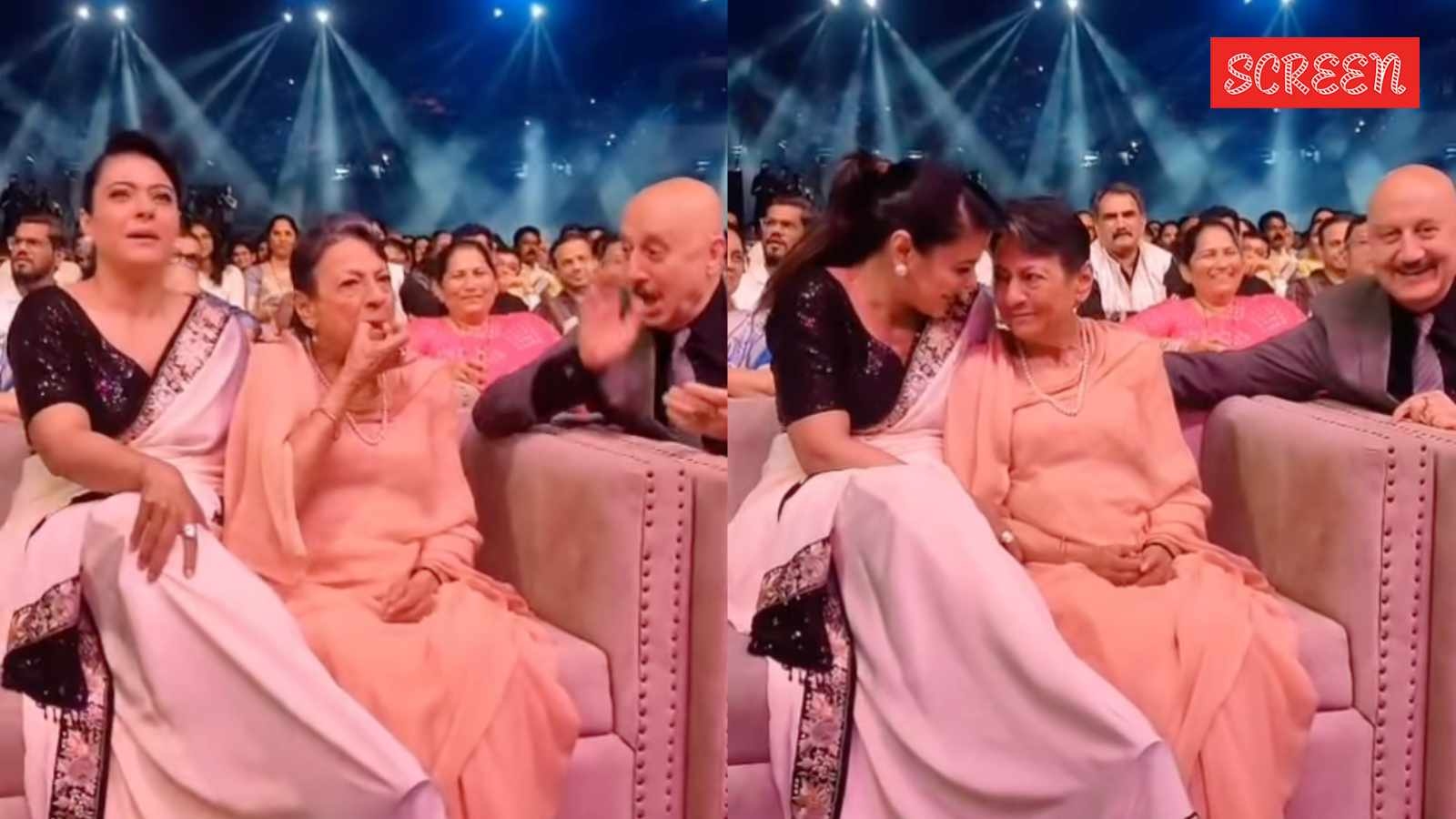 Tanuja, 81, whistles like a teenager as daughter Kajol gets honoured; actor gets trolled for refusing to speak at Hindi at award show. Watch