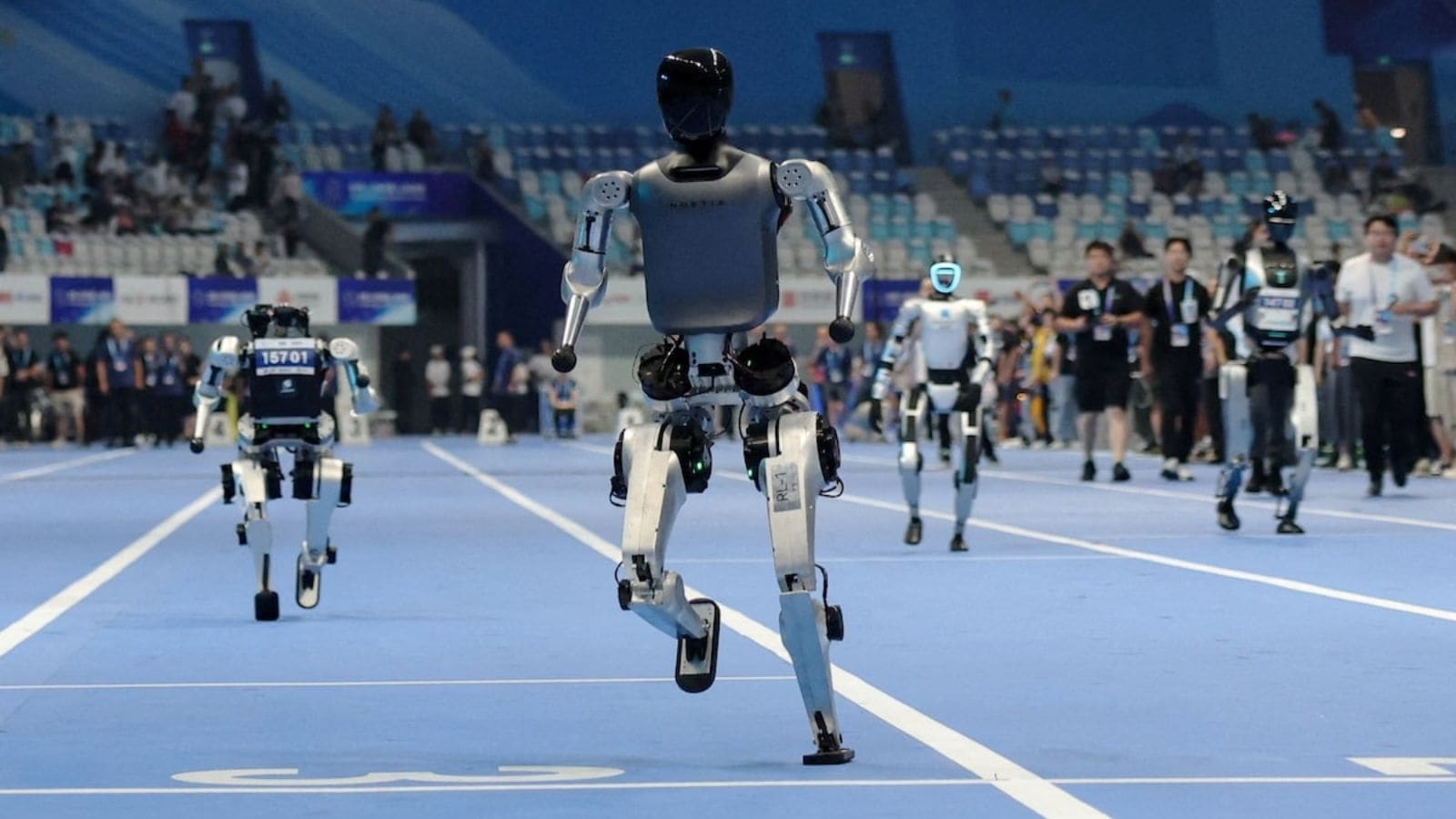 Robots race, play football, crash and collapse at China's ‘robot Olympics'