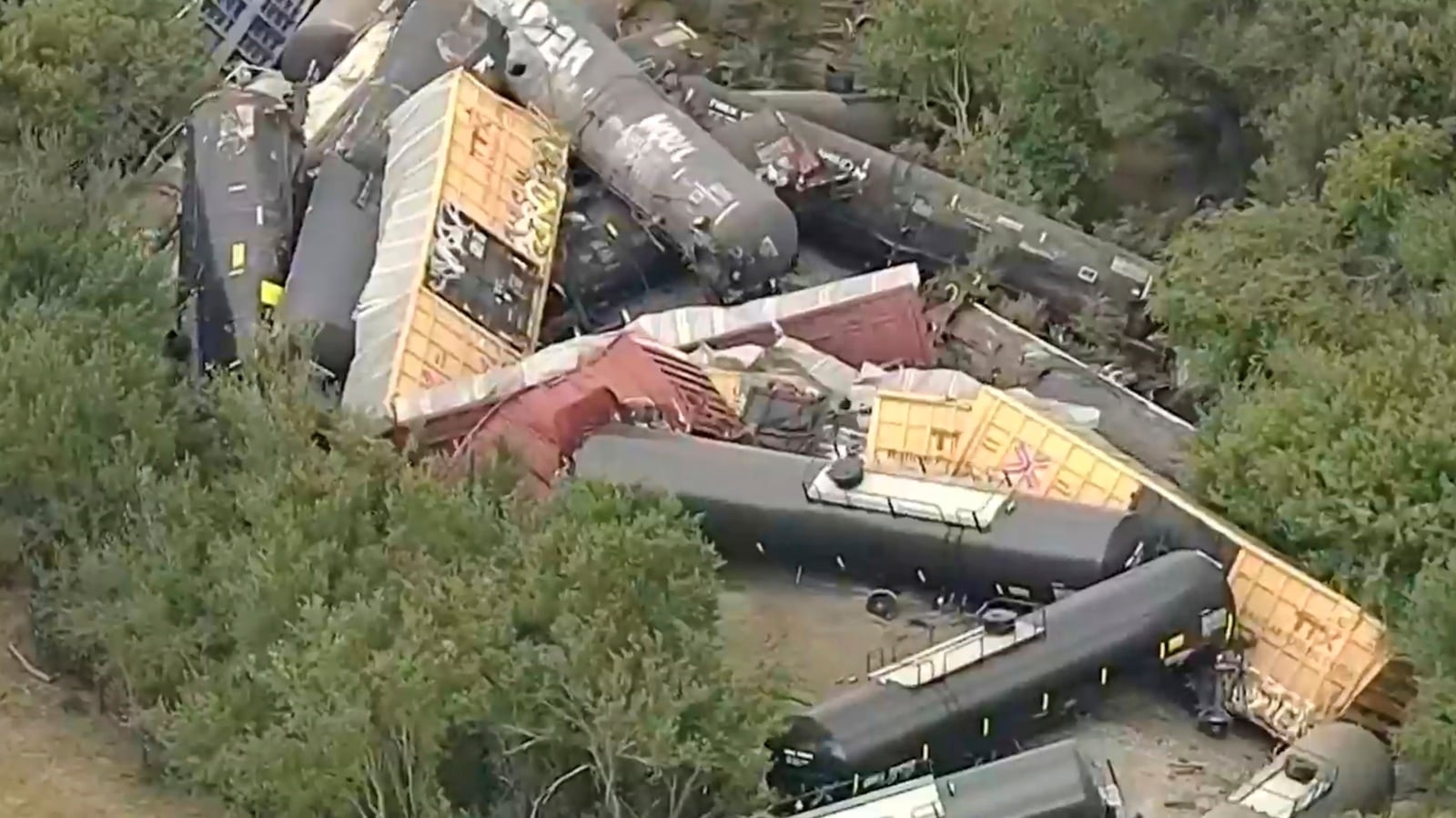 At least 35 Union Pacific train cars derail near Texas town, no injuries reported