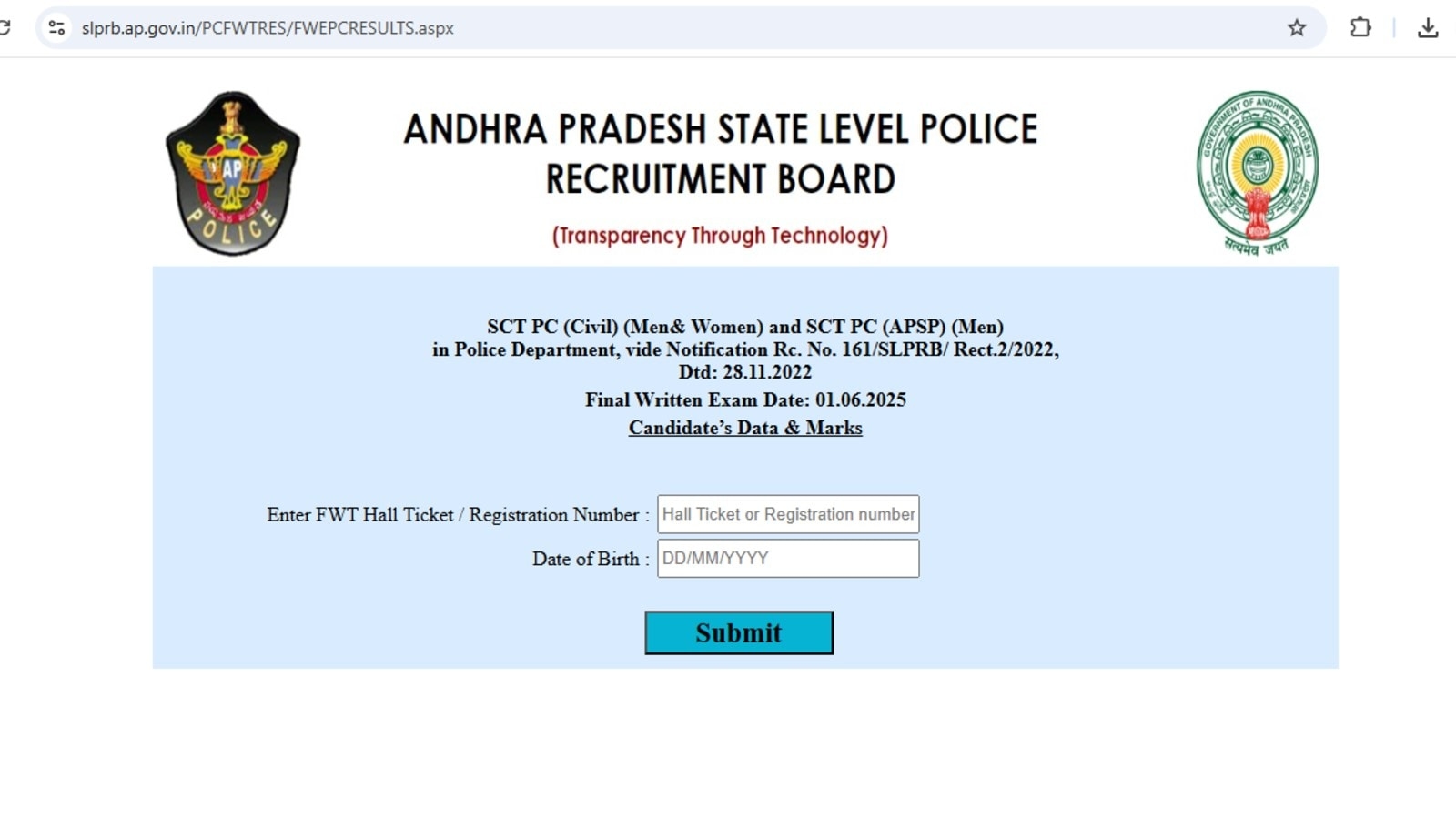 AP Police Constable Results 2025: How to check result at slprb.ap.gov.in