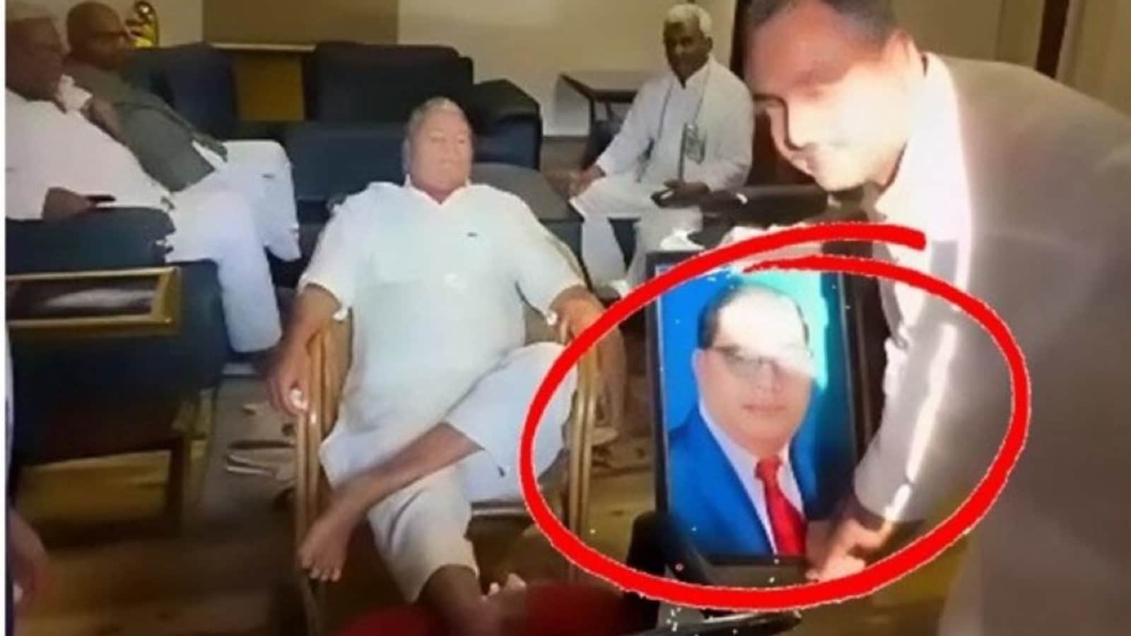 BJP Takes 'Charitra' Jibe At RJD Over Lalu Prasad's Viral Photo With Ambedkar's Portrait