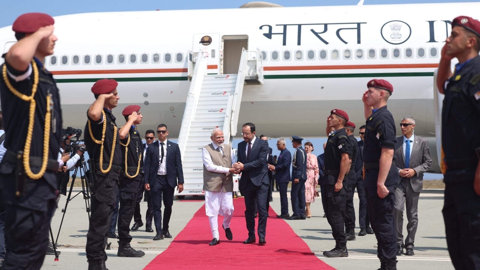 PM Modi Reaches Cyprus, Warmly Received At Airport By President Christodoulides