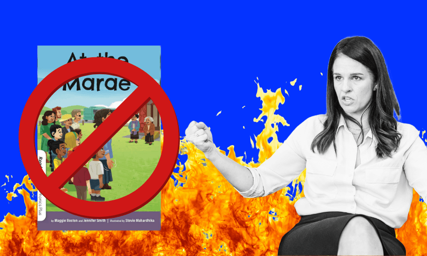 Pulling a learn-to-read book with six kupu Māori is another educational assault