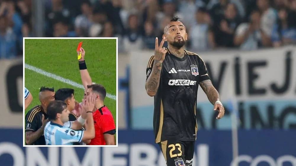 "أغرب طرد".. فيدال ينال البطاقة الحمراء بسبب رفع الرقم "2" لاستفزاز جماهير راسينغ الأرجنتيني!
