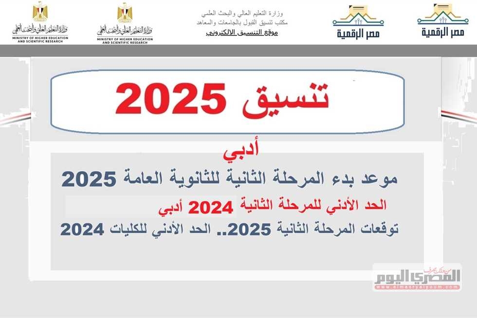 موعد تنسيق الثانوية العامة 2025 المرحلة الثانية أدبي.. الحد الأدني ومؤشرات كليات 2024 (تربية طفولة 65%)