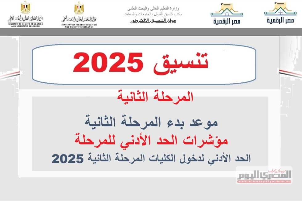 متى يبدأ تنسيق المرحلة الثانية 2025؟.. مؤشرات الكليات المتوقعة علمي وأدبي
