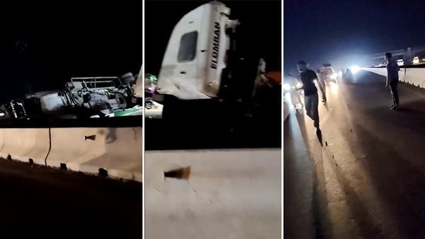 انقلاب سيارات وهرولة المسعفين، حادث مروع بطريق مصر إسكندرية الصحراوي (فيديو)