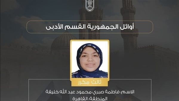 فاطمة الثالث مكرر بالثانوية الأزهرية أدبي: توقعت أكون من الأوائل.. وشكرًا للإمام الأكبر