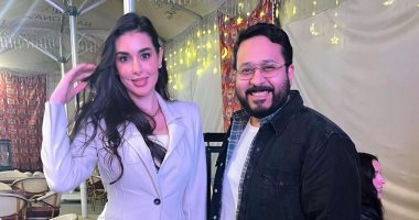 أحمد شاهين برفقة ياسمين صبري وفريق عمل مسلسل الأميرة ظل حيطه
