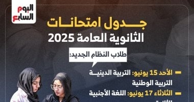 جدول امتحانات الثانوية العامة 2025 (إنفوجراف)