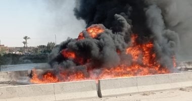حريق يلتهم سيارة زيت طعام فى الشرقية