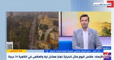الأرصاد: تحسن نسبى فى حالة الطقس وانخفاض طفيف بدرجات الحرارة حتى الأربعاء