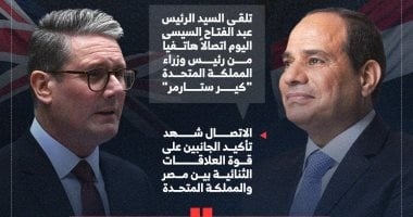 الرئيس السيسى وستارمر يعبران عن ارتياحهما لوقف إطلاق النار.. إنفوجراف