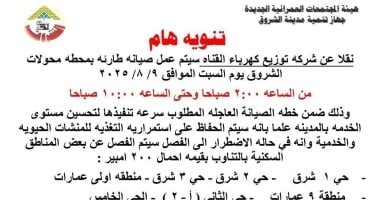 قطع الكهرباء بنظام التناوب عن أحياء ومناطق في منطقة الشروق غدا