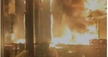 نشوب حريق هائل بعدد من المحال بشبرا الخيمة ووصول 9 سيارات إطفاء.. فيديو وصور