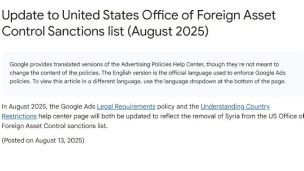 For the First Time Since 2004: Google Removes Syria from Sanctions List and Resumes Advertising Services - Jordan News