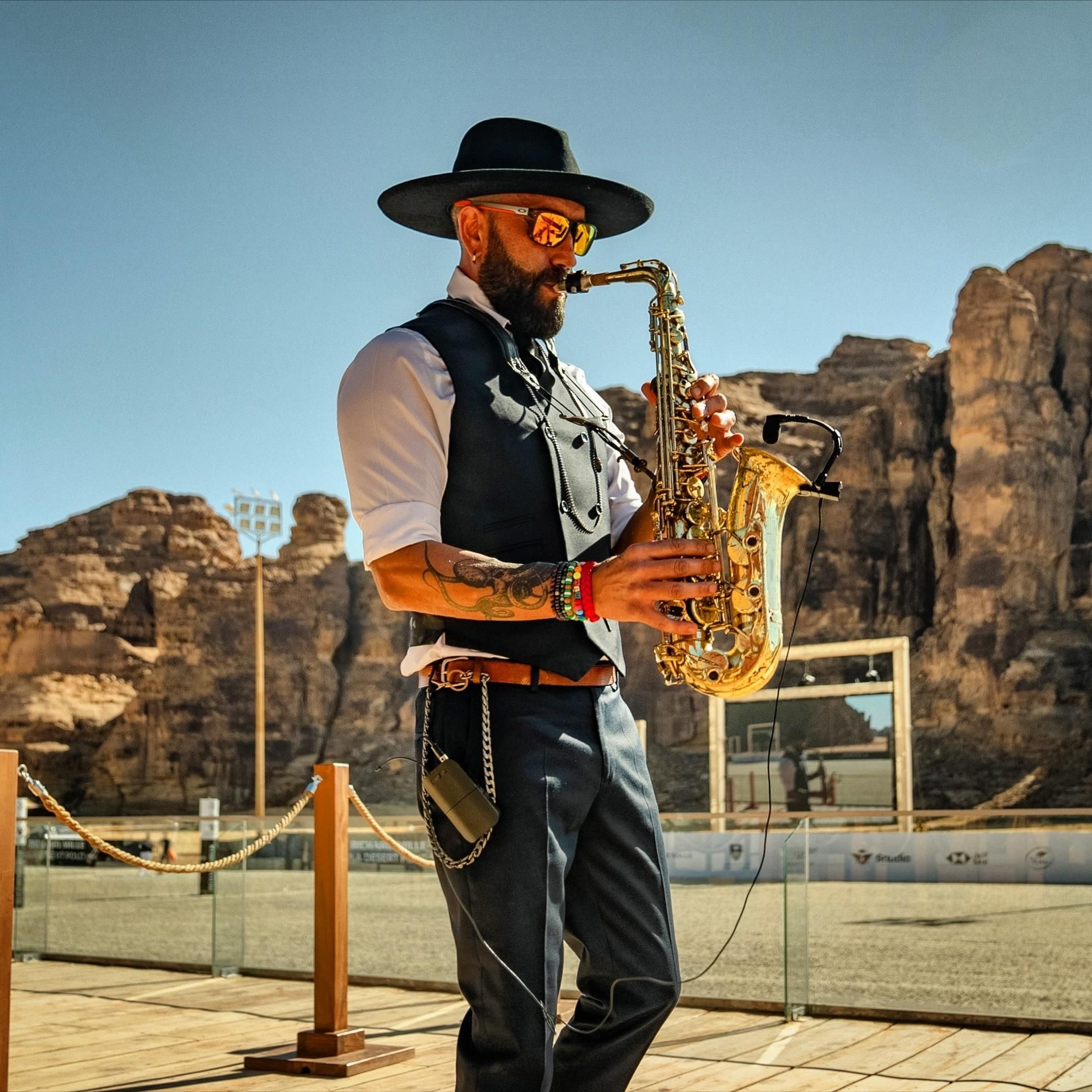 A saxophonist near the Israel border chose to make music as missiles flew overhead