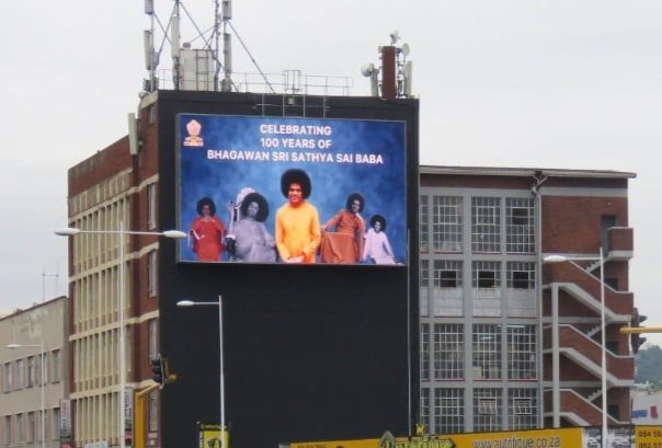 Sai Baba's teachings displayed on digital billboards
