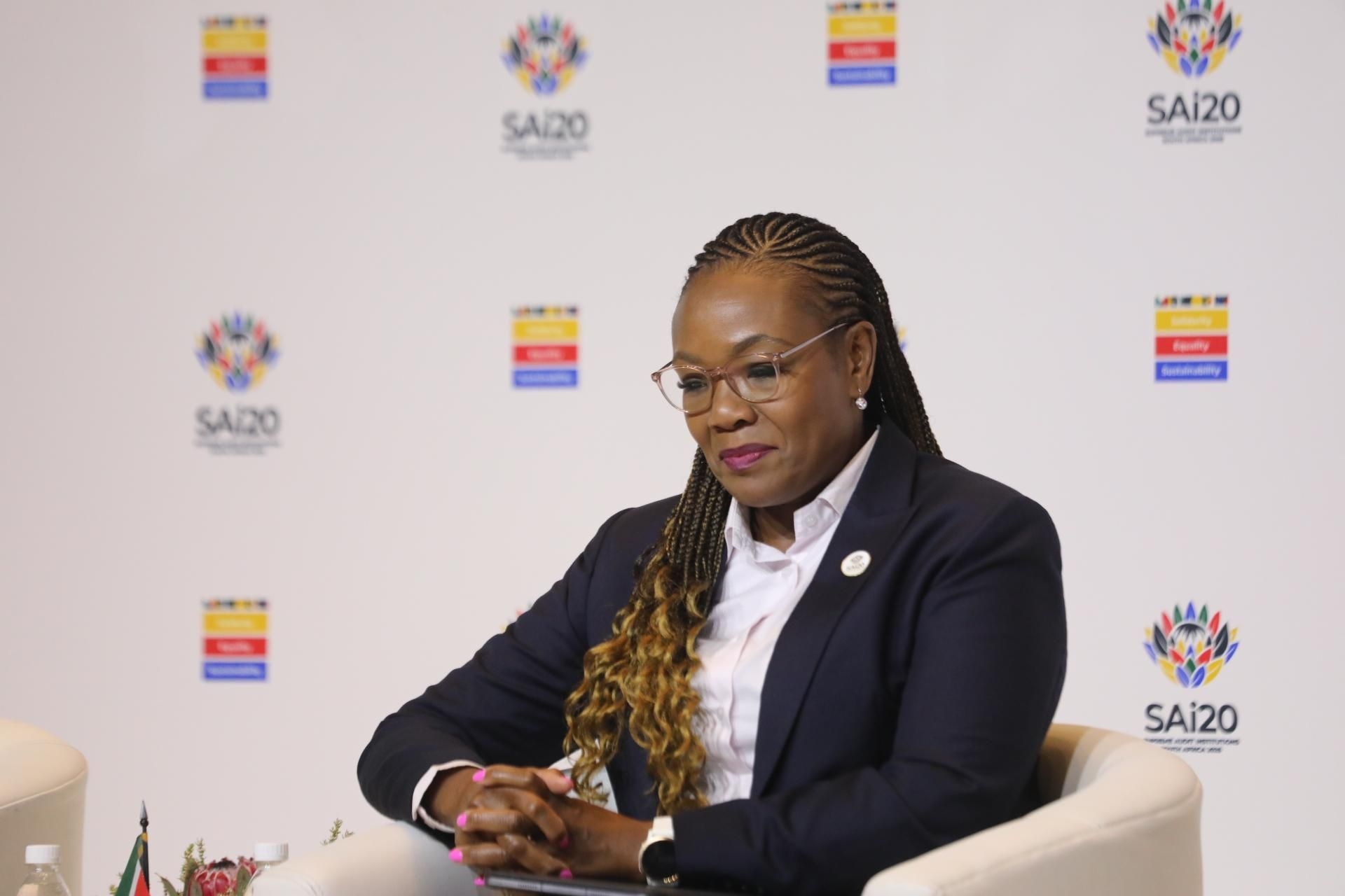 Auditor-General Tsakani Maluleke discusses critical resource allocation strategies at the SAi20 summit