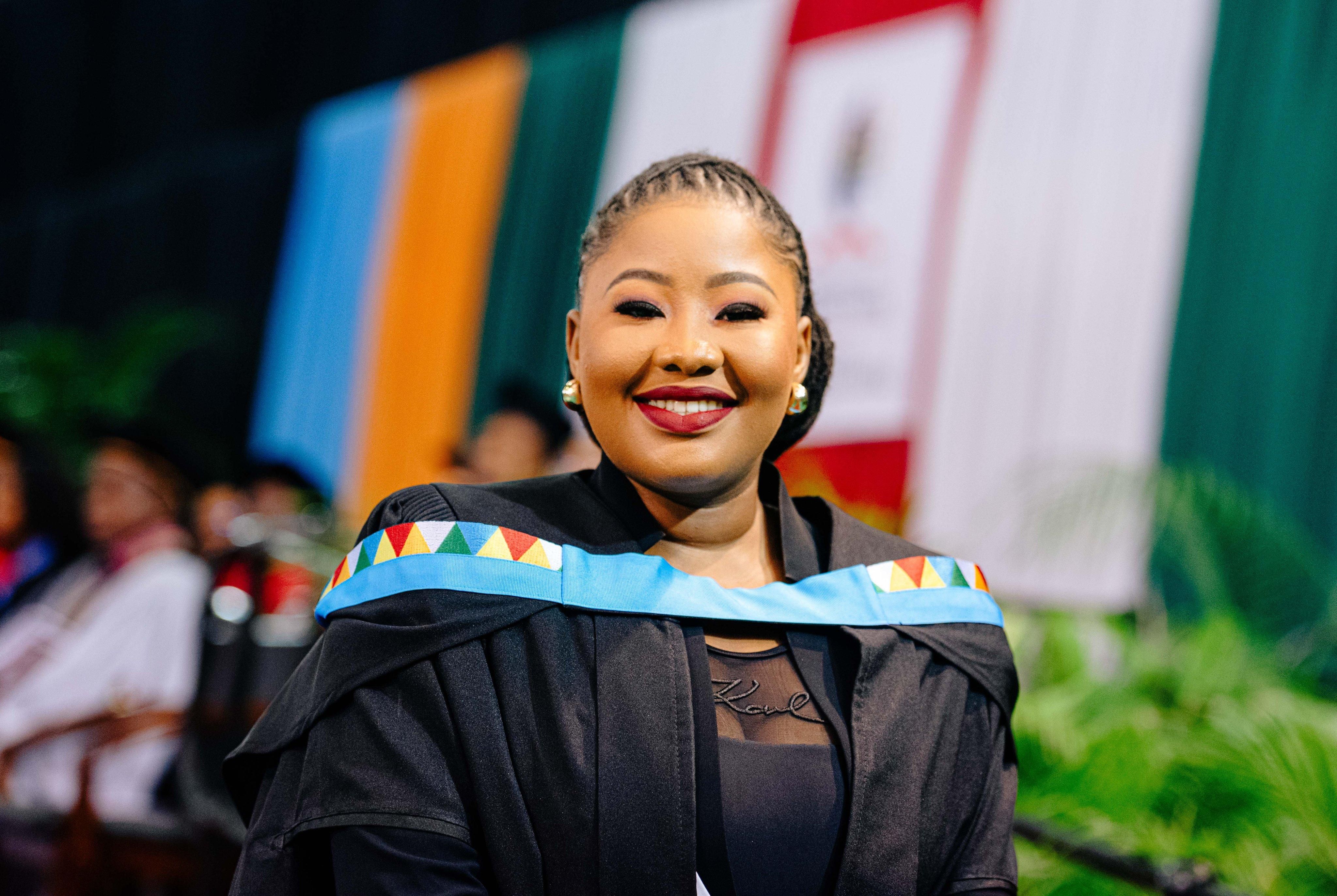 Musa Mseleku's daughter, Mpilo, turns the page: graduates with a social science degree