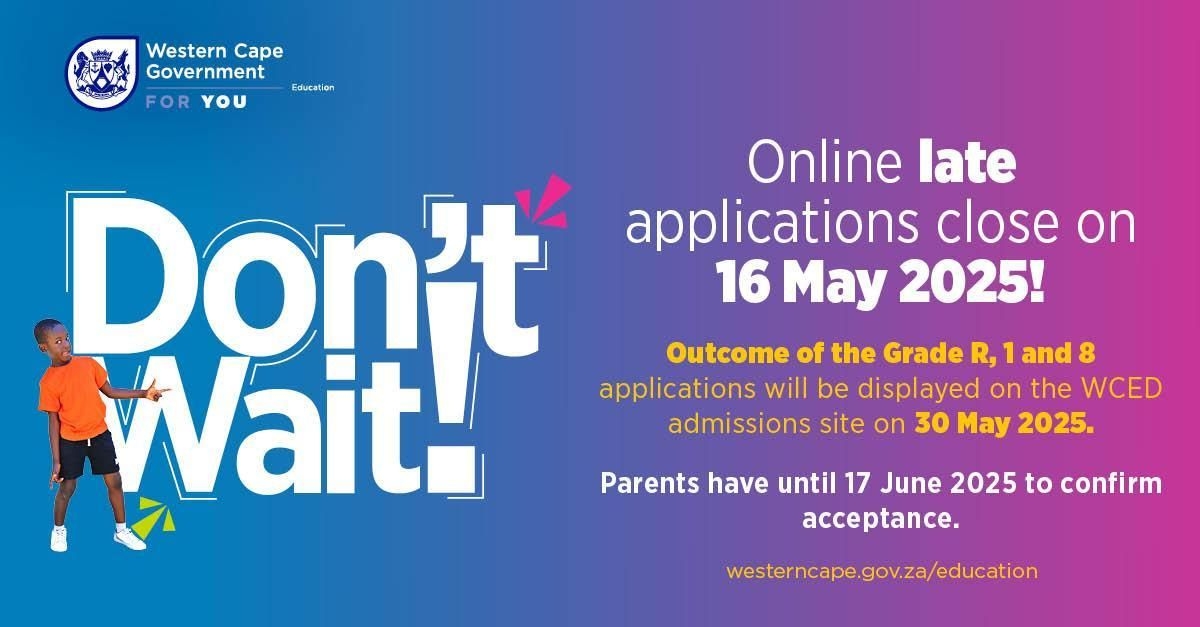 Western Cape Education Department extends deadline as over 8,600 late applications flood in for 2026 school admissions