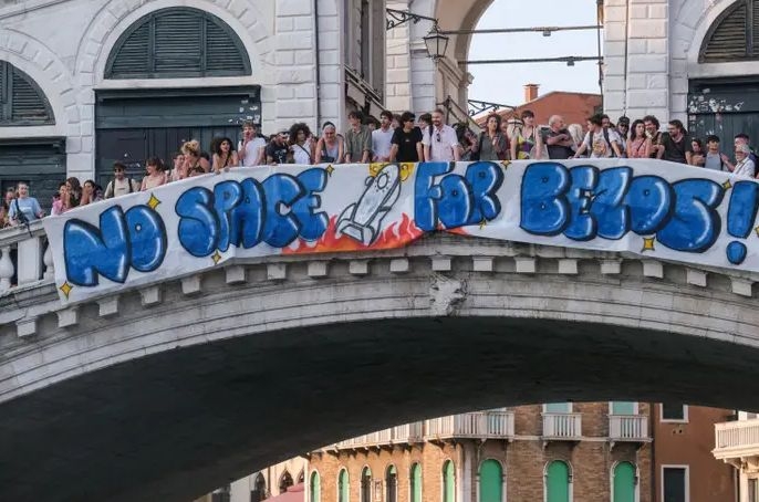 Venice residents protest against disruption caused by Jeff Bezos's wedding
