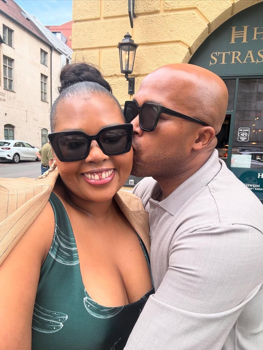 Anele Mdoda and Buzza James celebrate love and football at the UEFA Champions League final in Munich