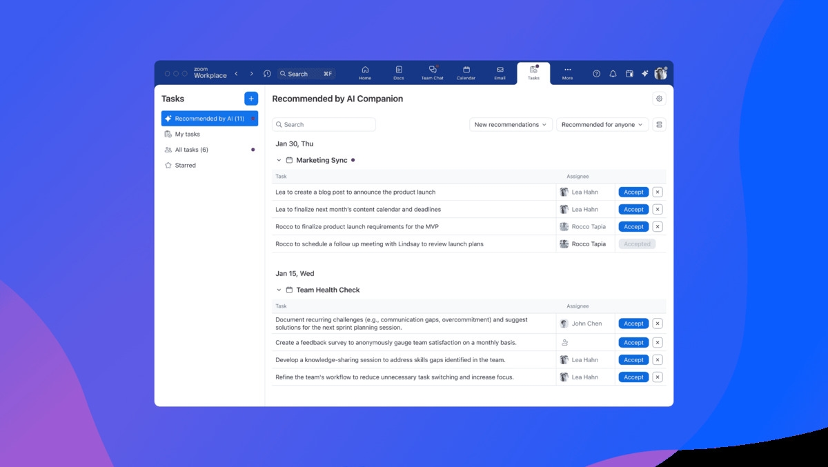 Zoom unveils Custom AI Companion & task features for users