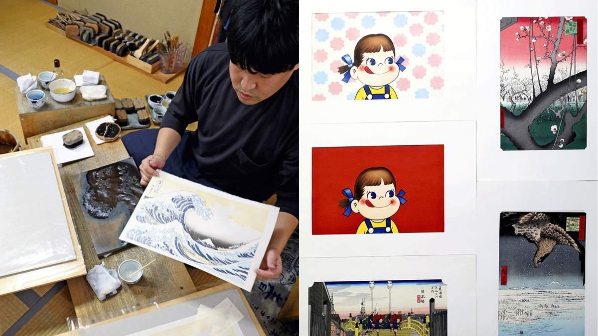 Through Tough Times, Traditional Woodblock Printers Keep Practicing Their Art; Division of Labor Remains The Same as in The Edo Period