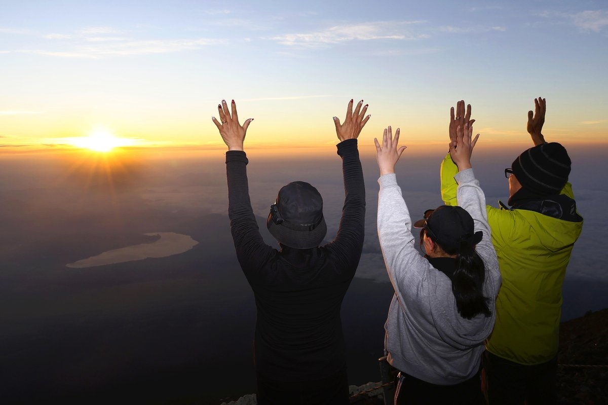 Japan's Mount Fuji opened for the summer climbing season on the Yoshida Trail from the Yamanashi Prefecture side.