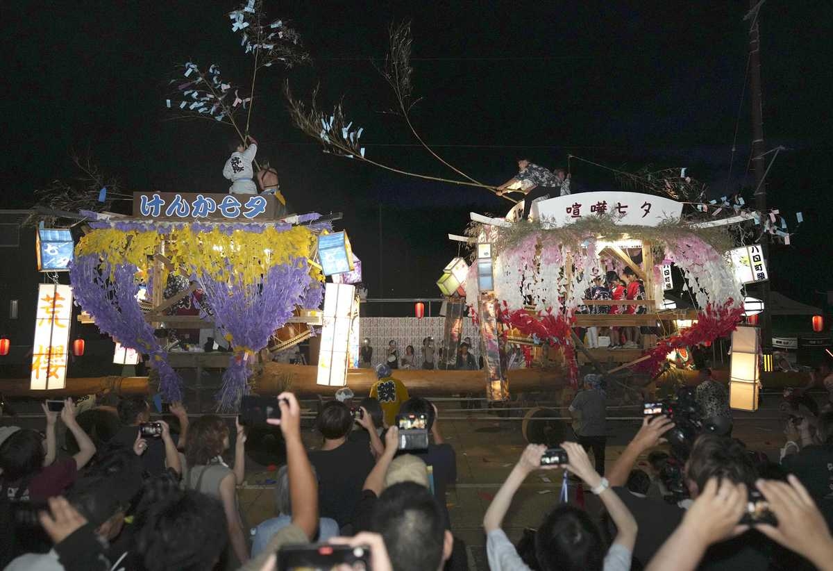 Iwate Pref. City Filled with Excitement During Tanabata Festivals; Floats Displayed For the 1st Time in 15 Years