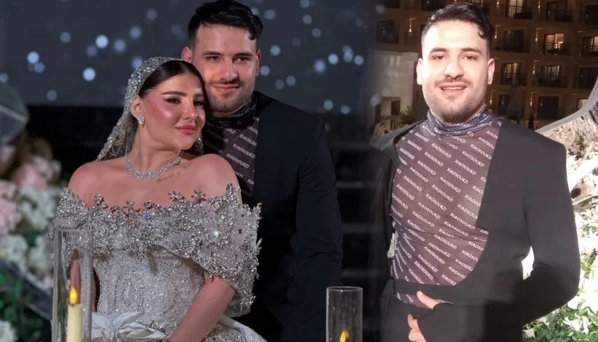 "البدلة الشفافة".. مسلم يشعل السوشيال ميديا بإطلالة صادمة في حفل زفافه!