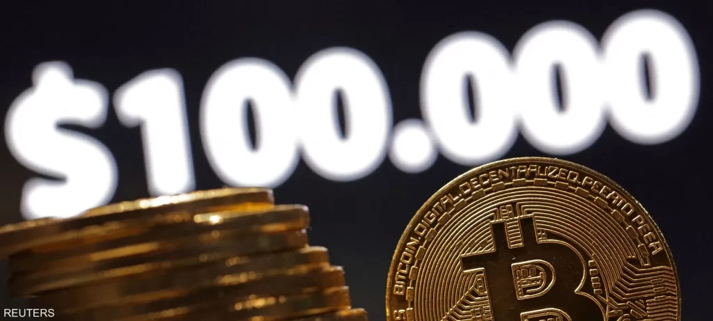 بتكوين تكسر حاجز الـ 100 ألف دولار للمرة الأولى منذ فبراير