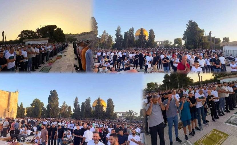 عشرات الآلاف يؤدون صلاة عيد الأضحى في المسجد الأقصى المبارك