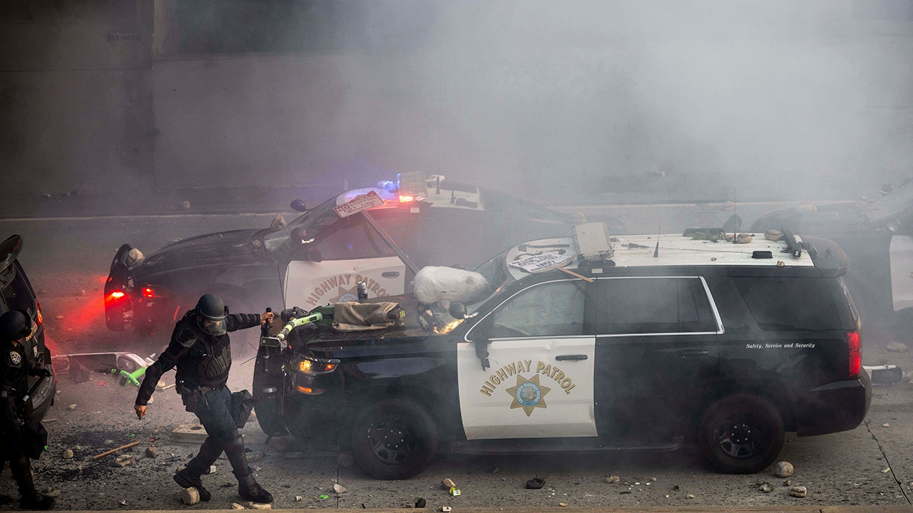 Anti-ICE protest declared 'unlawful assembly,' Newsom dares Homan to arrest him