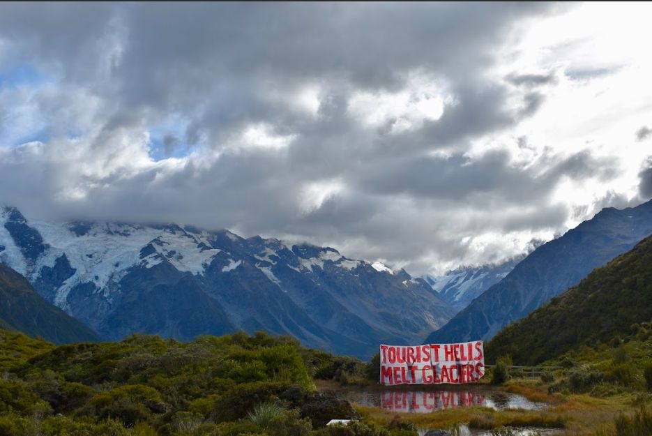 Climate Activist Draw Attention To Outdated Regulations Of Heli Tourism In Aoraki National Park