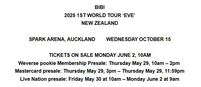 Korean Superstar BIBI Announces ‘Eve' World Tour Unveiling New Zealand Show This October