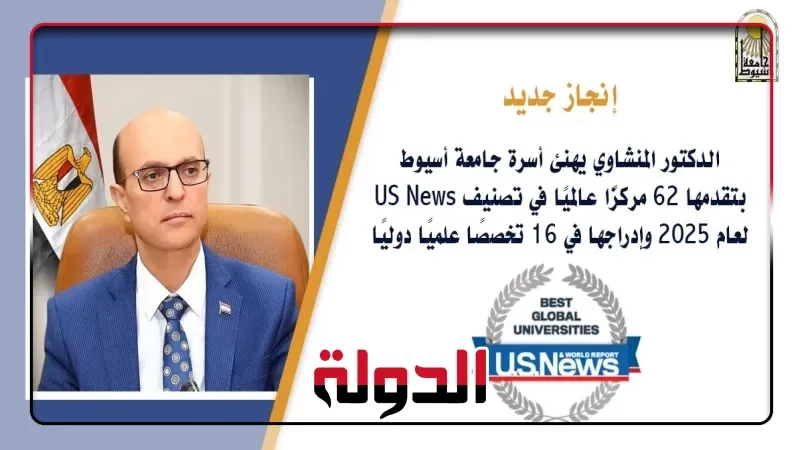 الدكتور المنشاوي يهنئ أسرة جامعة أسيوط بتقدمها 62 مركزًا
