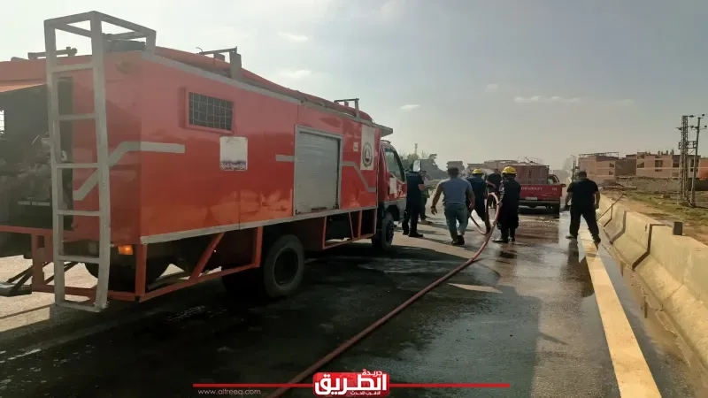 محملة بمادة الفلاش.. انقلاب سيارة نصف نقل علي طريق «السنطة - طنطا» الجديد بالغربية.. صور
