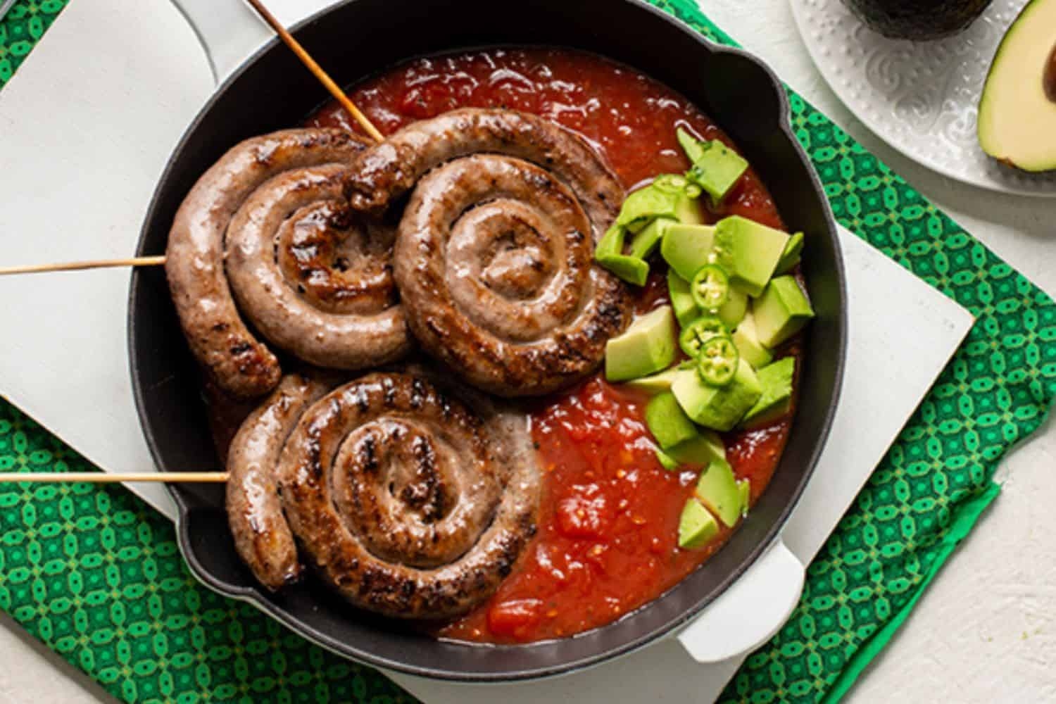 Boerewors with tomato shebo and avocado