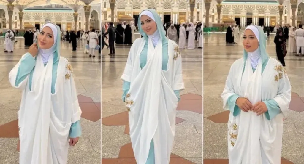 بالعباءة والحجاب .. نسرين طافش تخطف الأنظار في المسجد النبوي