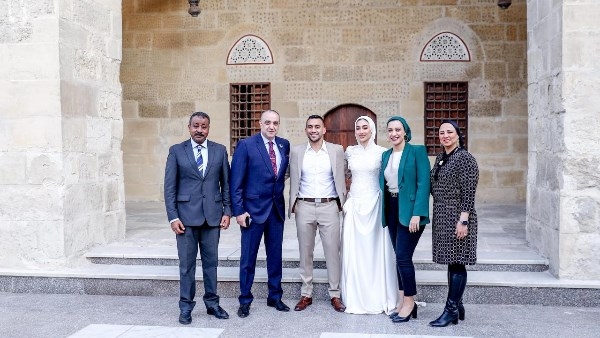 البطل الأولمبى أحمد الجندى يحتفل بعقد قرانه بقلعة صلاح الدين .. صور
