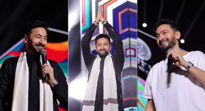 حمادة هلال يتألق بجلباب "المداح" في حفل شم النسيم